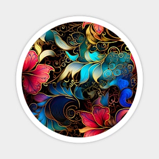 Vibrant neon colorful floral pattern Magnet